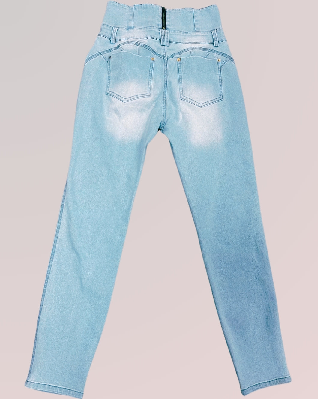 High-Waisted Back-Zip Skinny Jeans