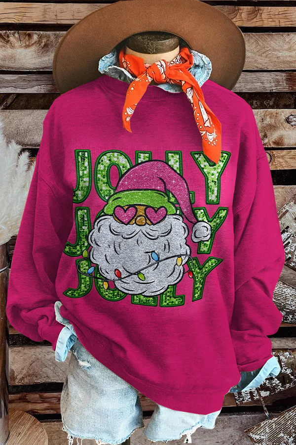 Jolly Jolly Santa Hot Pink Sweatshirt