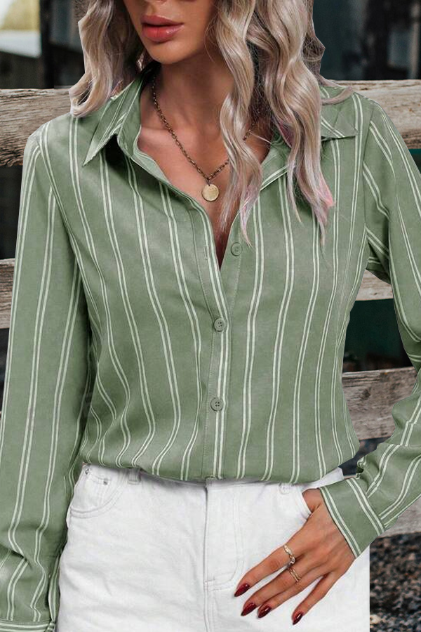 Women's Western Stripe Casual Long Sleeve Shirt