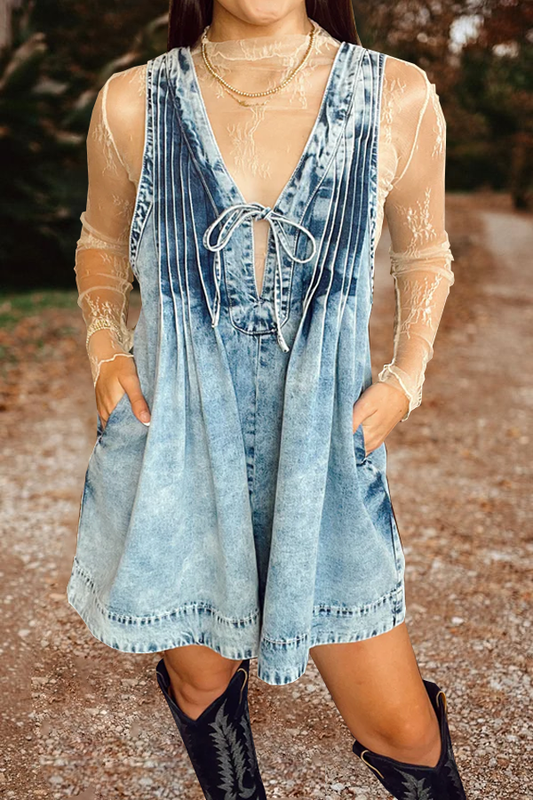 Sleeveless Shorts Denim Jumpsuit