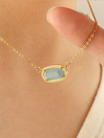 Oval Birthstone Pendant Necklace