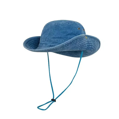 Denim Cowboy Bucket Hat with String Sun Hat