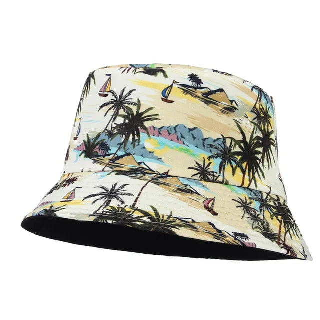 Foldable Plant Printed Reversible Bucket Hat