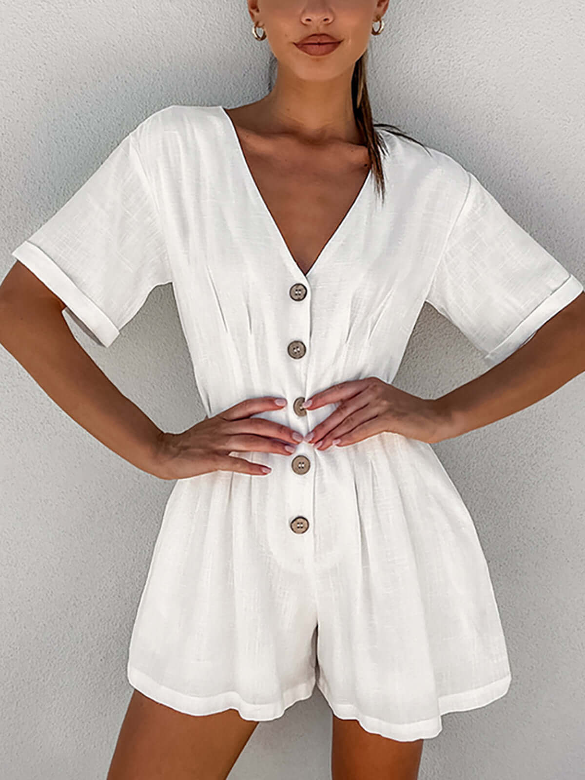 Button Down Cotton Jazz Jumpsuit