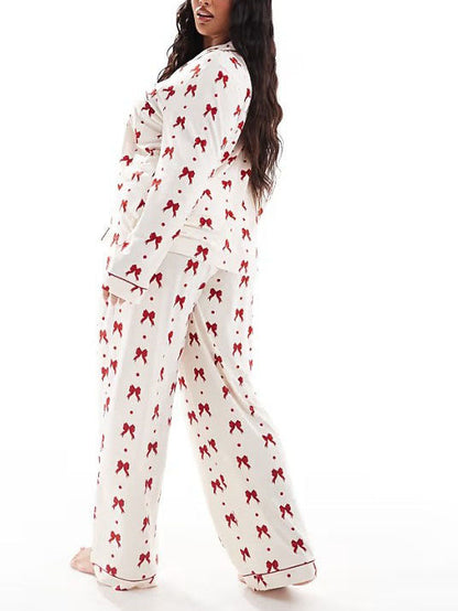 Red Bow Print Pajama Set