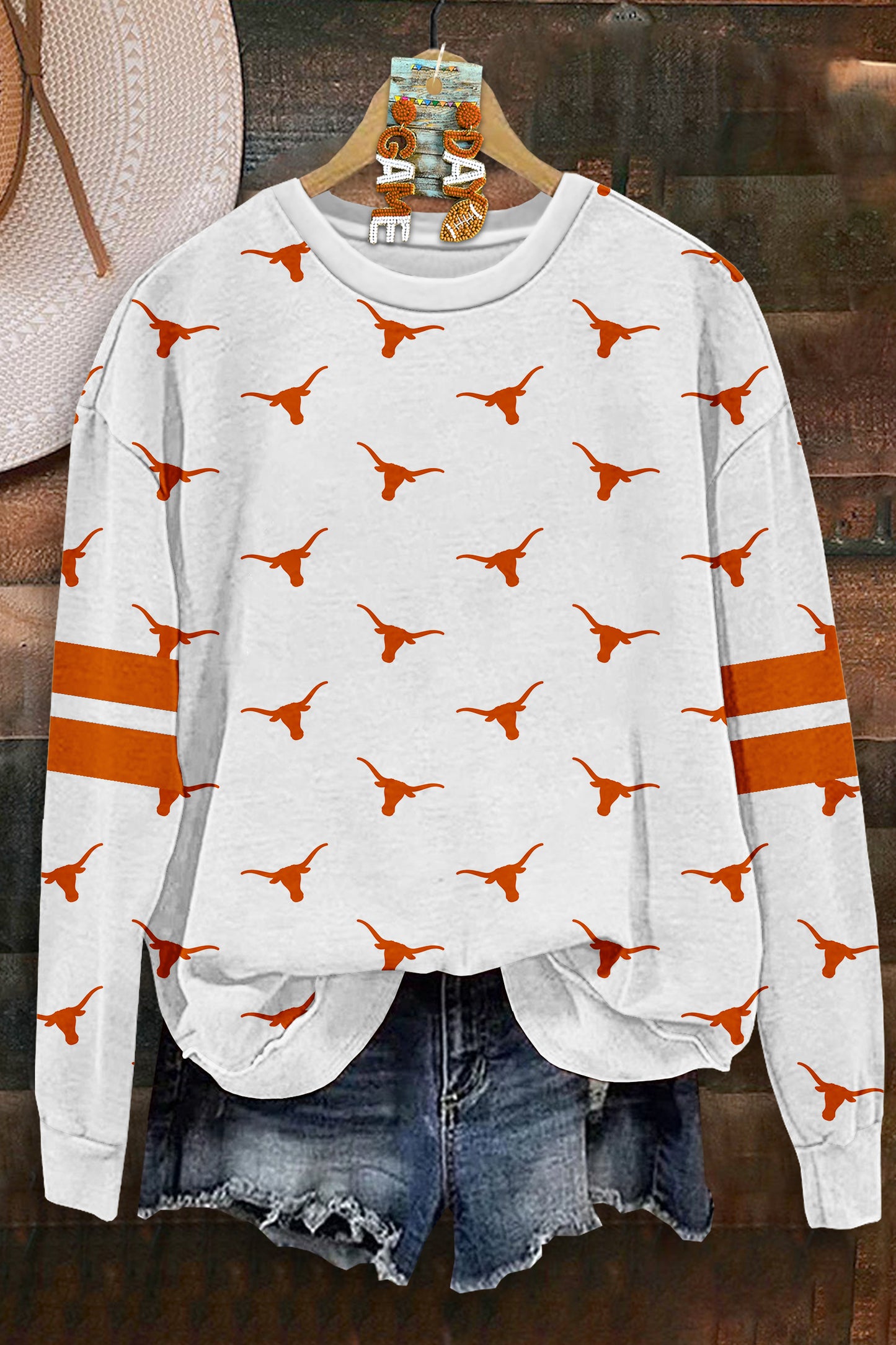 Casual Longhorns Print Long Sleeve Sweatshirt