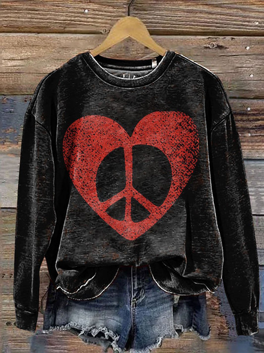 Love and Peace Art Print Casual Sweatshirt