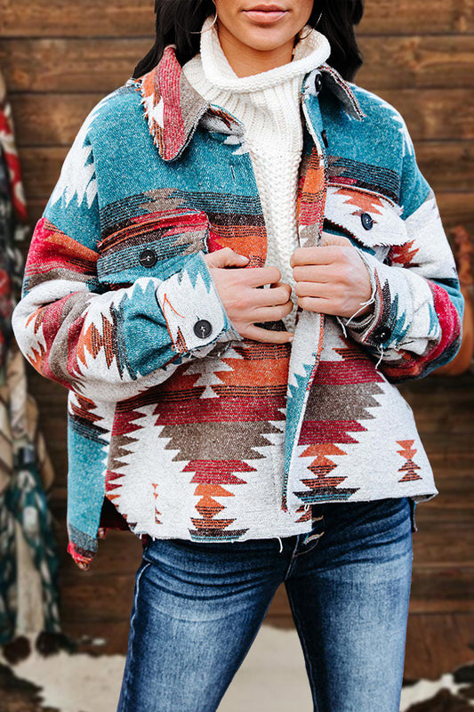 Retro Loose Western Aztec Print Short Jacket