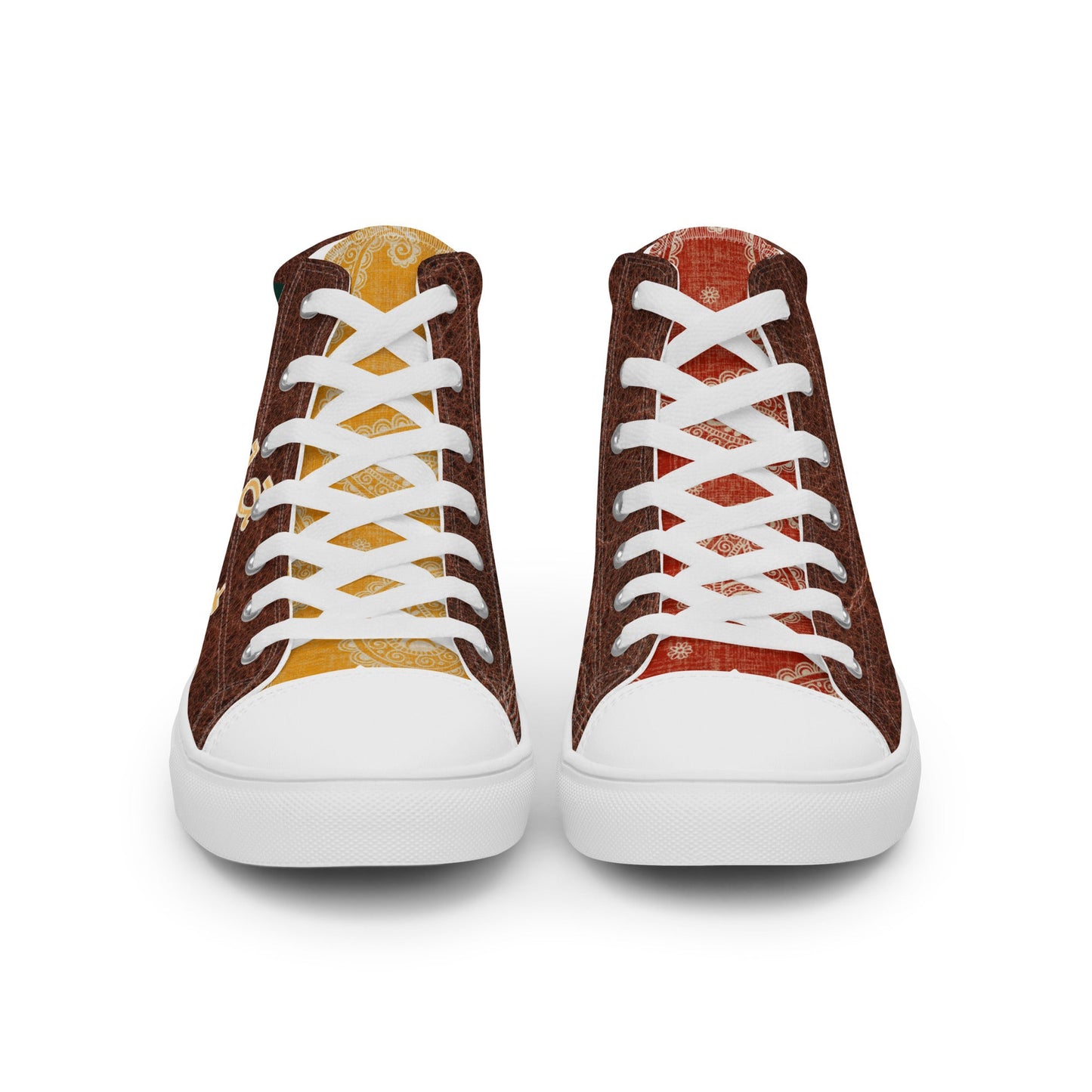 Vintage Wild West Cowboy Women__ high top canvas shoes