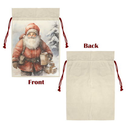 Christmas Gift Bag Vintage Santa Highland Cow