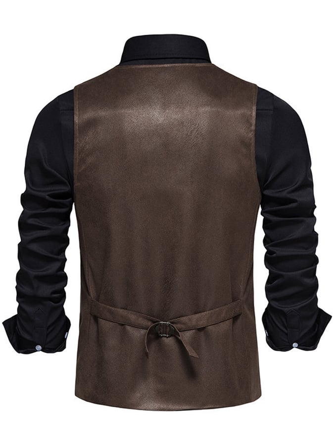 Men's Stylish Button Front Faux Suede Suit Vest