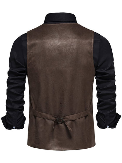 Men's Stylish Button Front Faux Suede Suit Vest