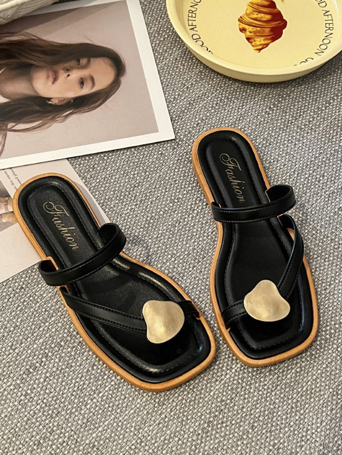 Casual Bowknot Metal Decor Round Toe Non Slip Slippers