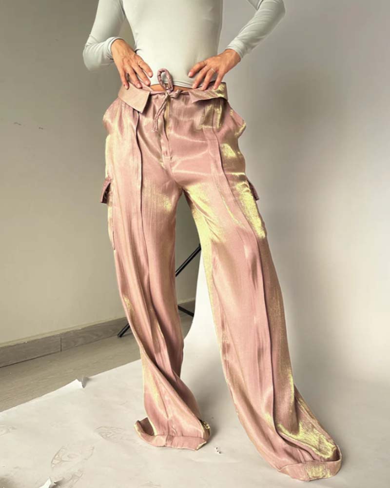 Loose Mercerized Pants Wide Leg