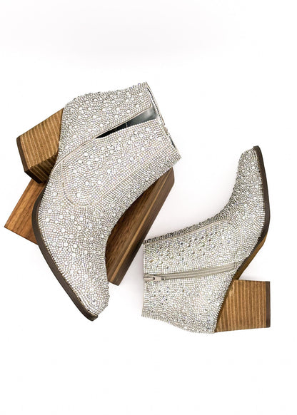 Shine On Rhinestone Bootie in Silver