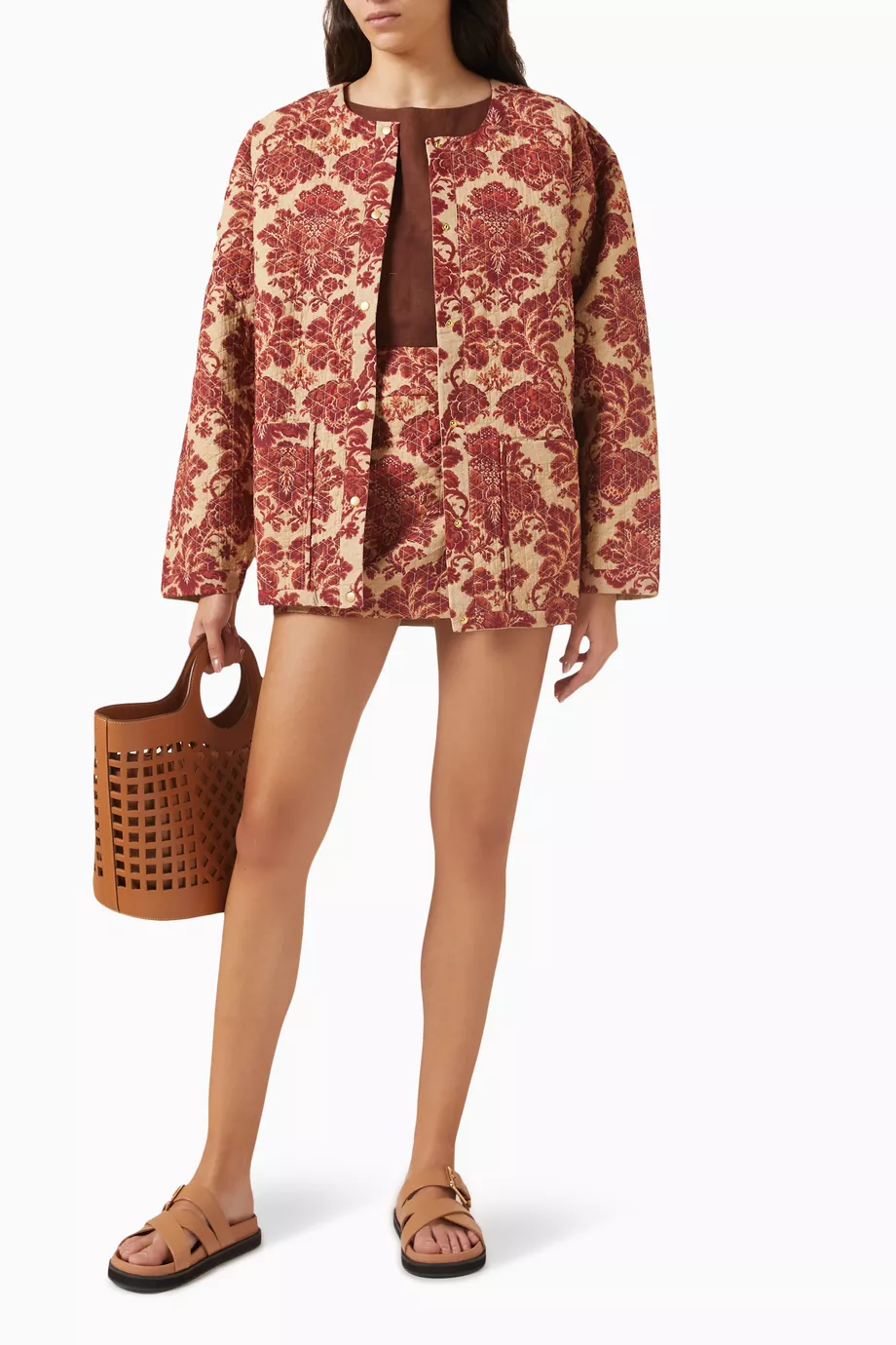 Floral Print Jacket In Cotton-Blend