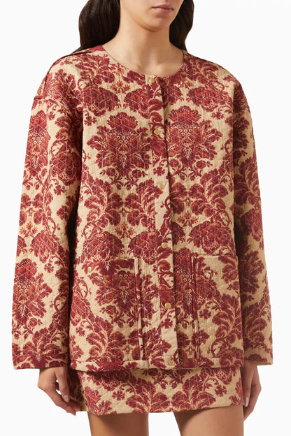 Floral Print Jacket In Cotton-Blend