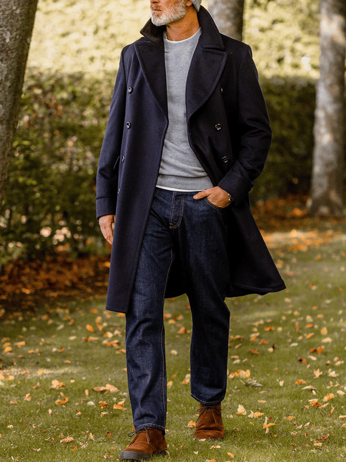 Men's Stylish Double-Breasted Casual  With Pockets Woolen Coat