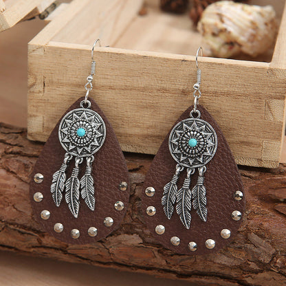 Ethnic Leather Diamond Earrings