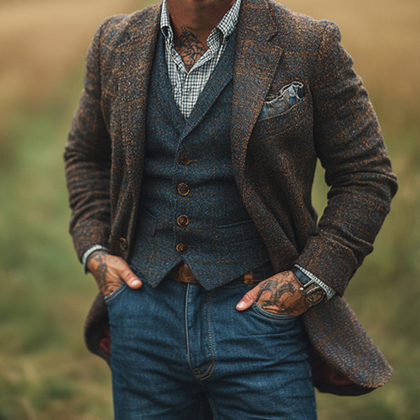 Men's Retro Country Western Contrast Blazer