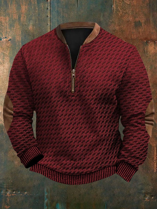 Men's Western Retro Textured Printed Sweatshirt