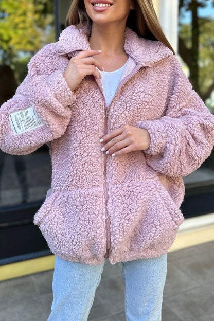 Women's Casual Solid Color Lambswool Coat