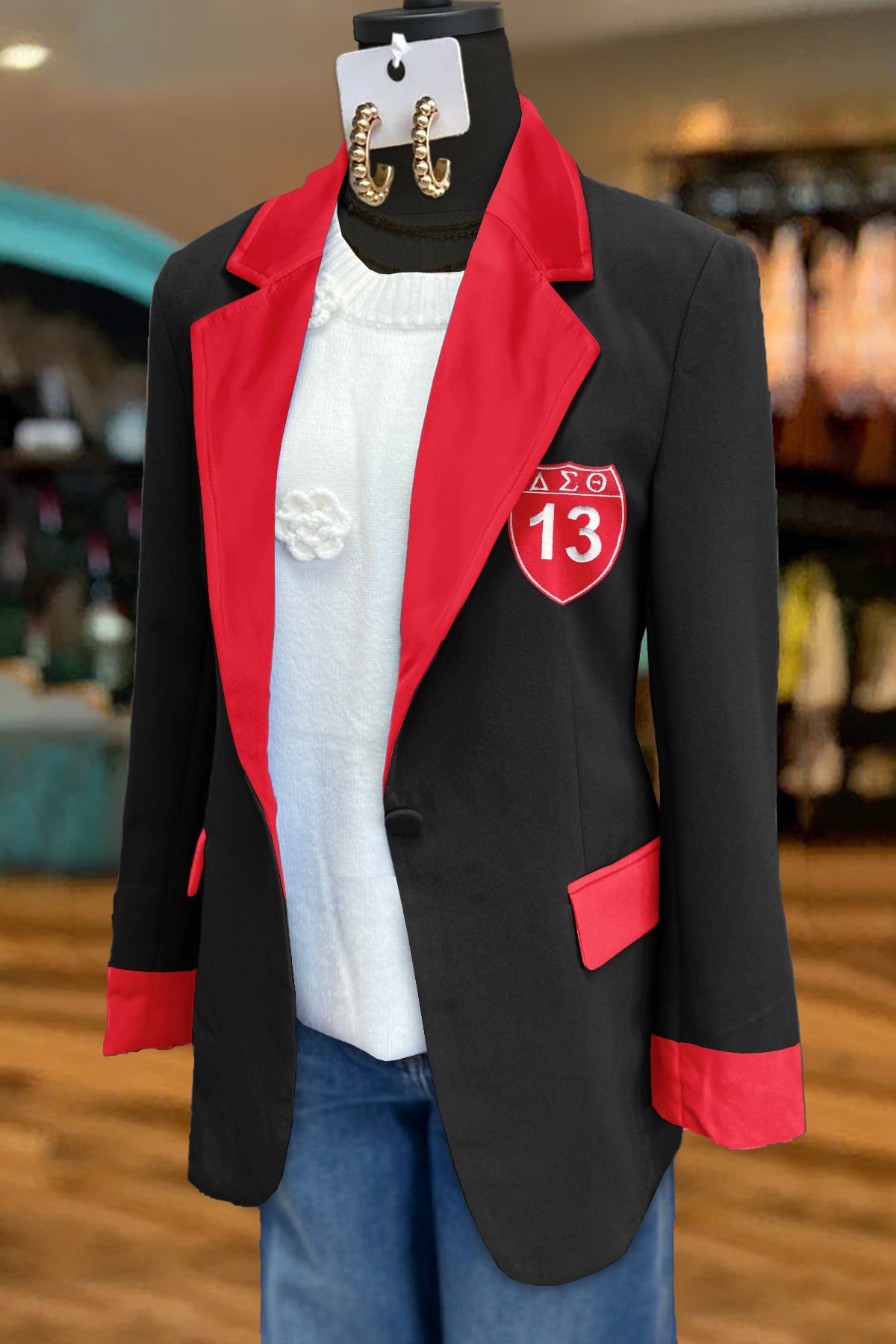 Delta Sigma Theta Sorority Print Long Sleeve Blazer