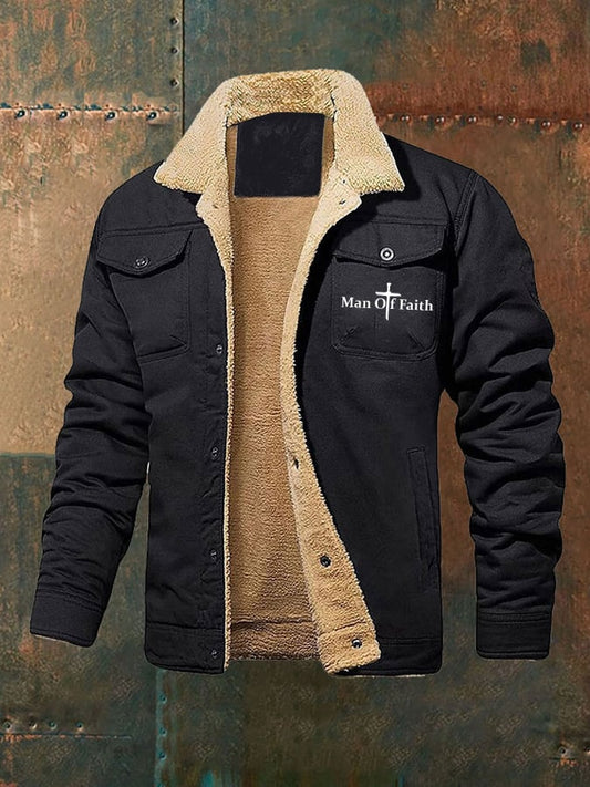 Men's Man Of Faith Print Fleece Jacket