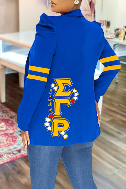 Sigma Gamma Rho Sorority Print Puff Sleeve Blazer