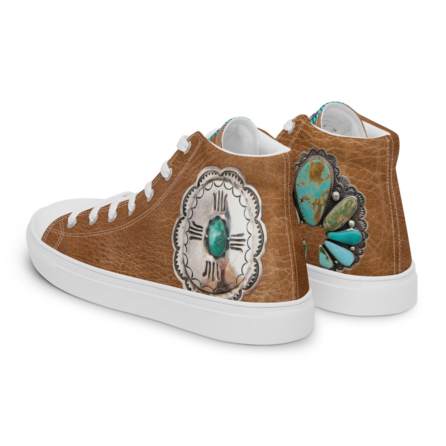 Turquoise Concho Women__ high top canvas shoes