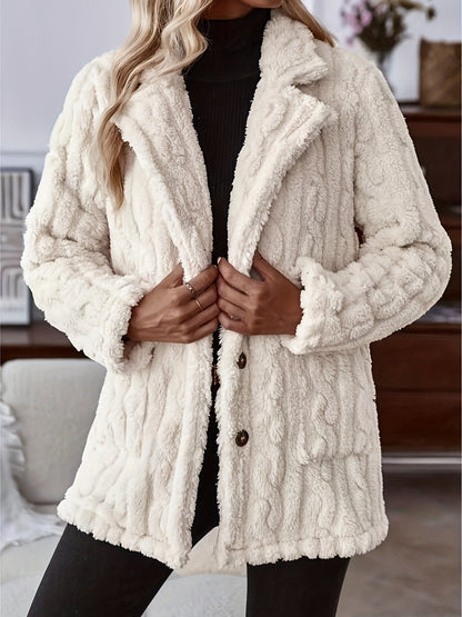 Women's Casual Lapel Water Ripple Double-sided Plush Coat