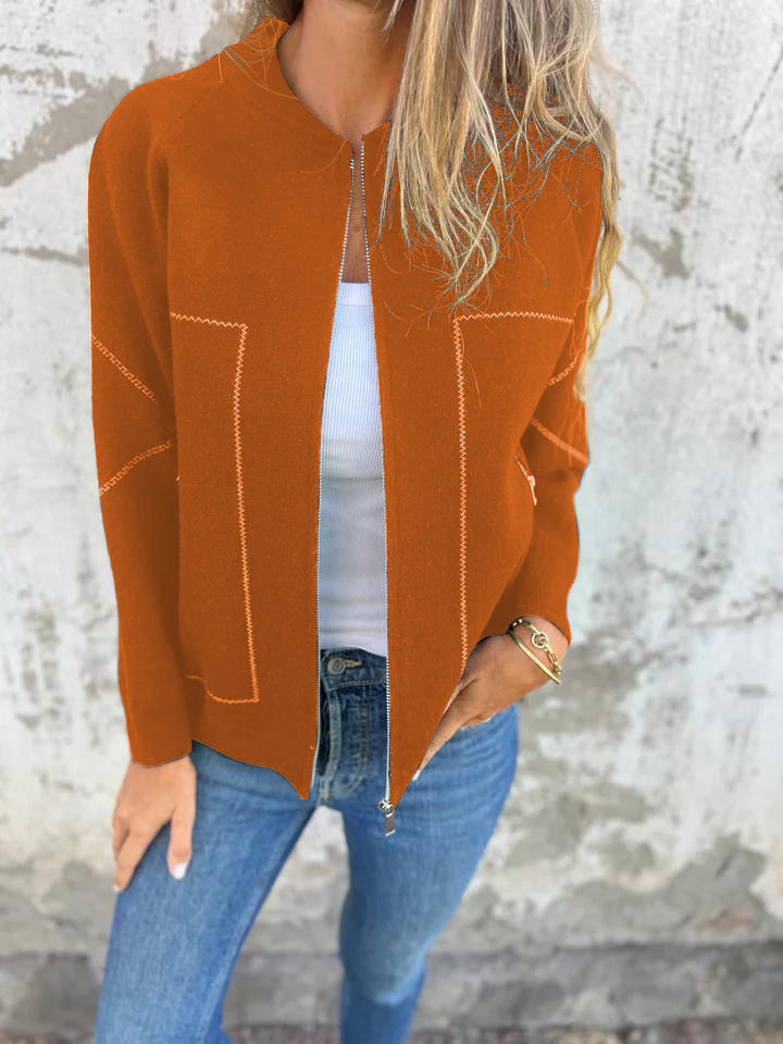 Casual Round Neck Zipper Thin Jacket