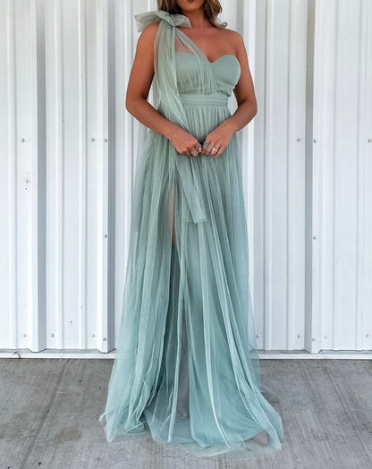 Strapless Tulle Maxi Dress