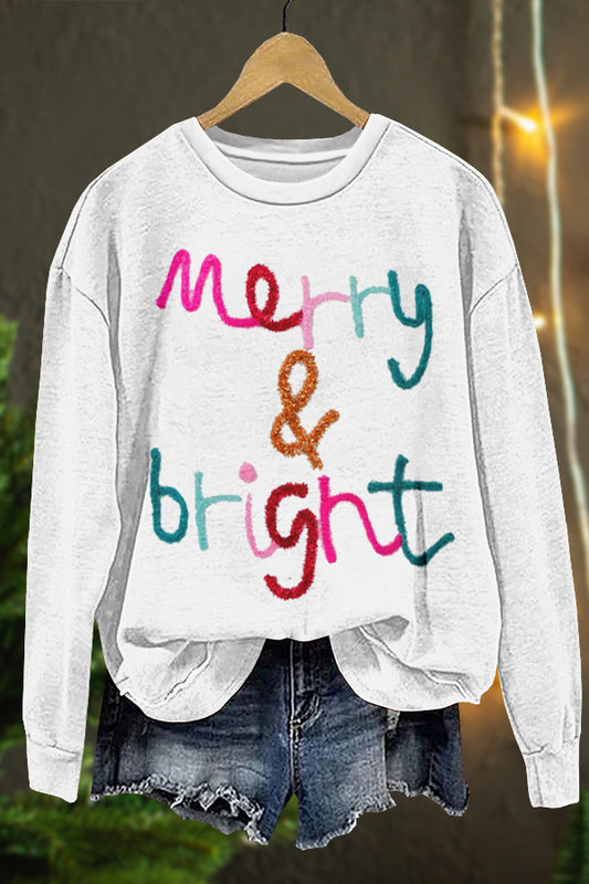 Cute Merry Christmas Print Sweatshirt