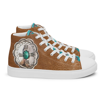 Turquoise Concho Women__ high top canvas shoes