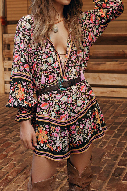 Floral Print Buttoned Romper