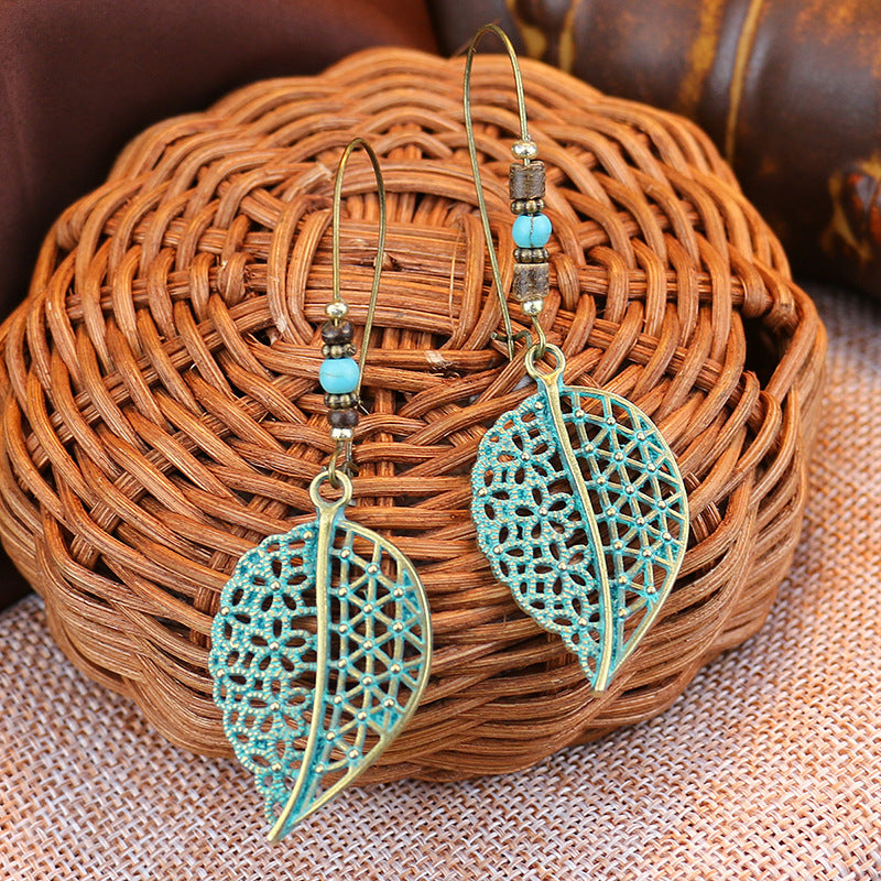 Women's Bohemian Retro Turquoise Hollow Exotic Earrings