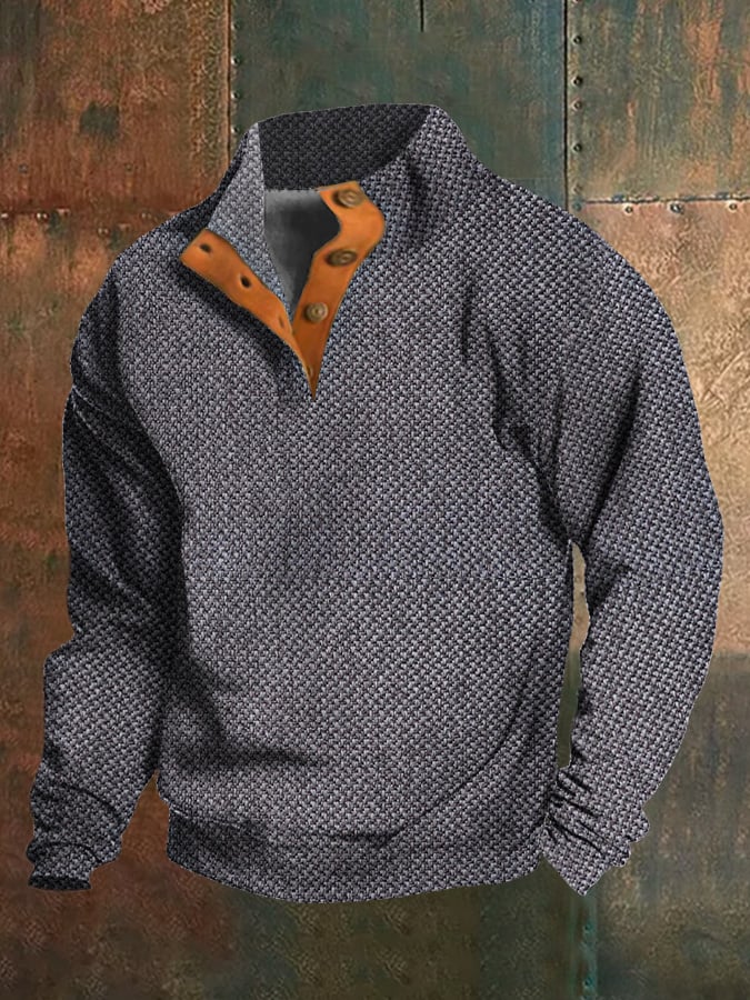 Men's Retro Western Stand Collar Sweatshirt