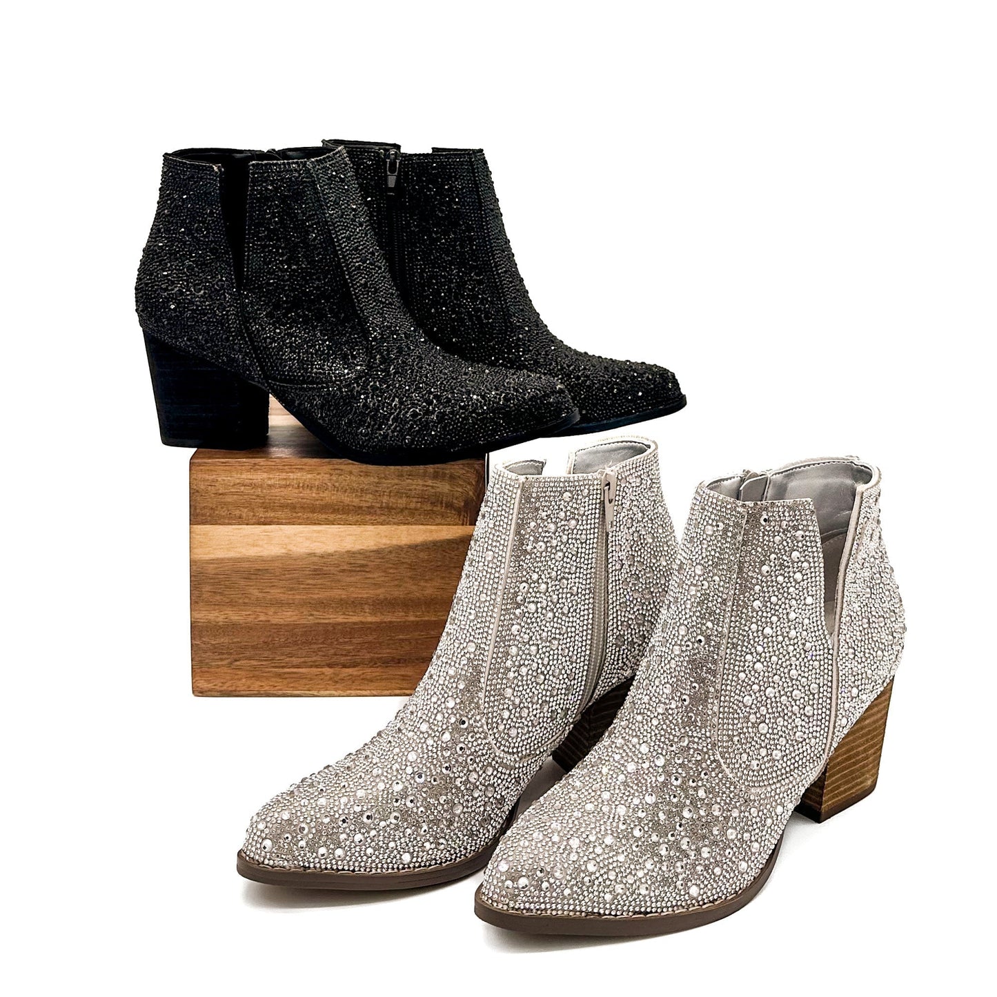 Shine On Rhinestone Bootie in Silver