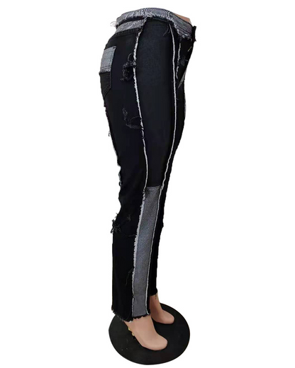 Wide-Leg Patchwork Jeans