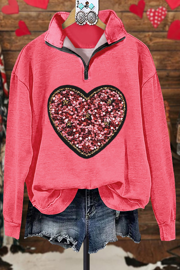 Classic Contrast Heart Valentine's Day Sweatshirt