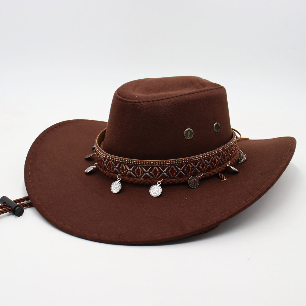 Men's Vintage Western Cowboy Hat Knight Woolen British Felt Hat