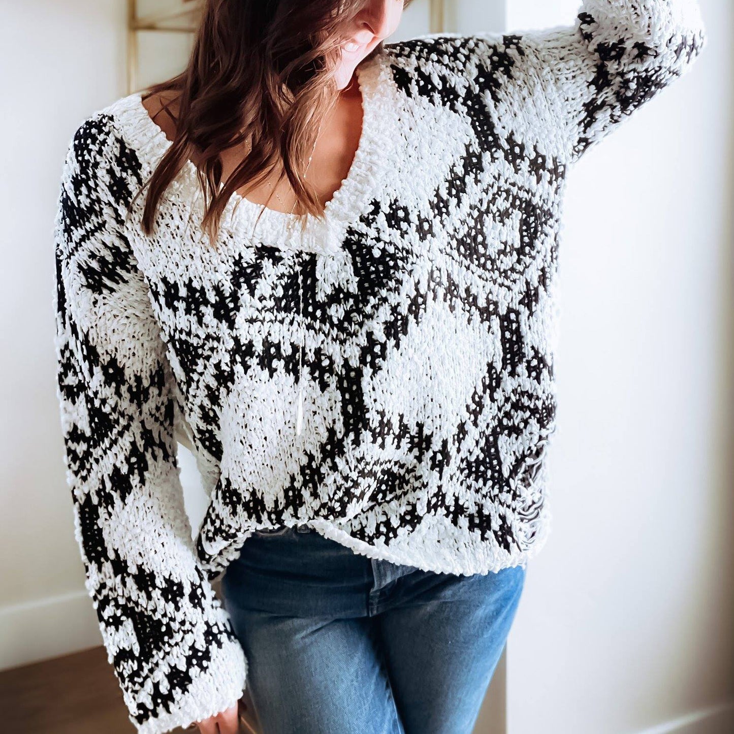 Stylish Long Sleeve Loose Knitted Sweater