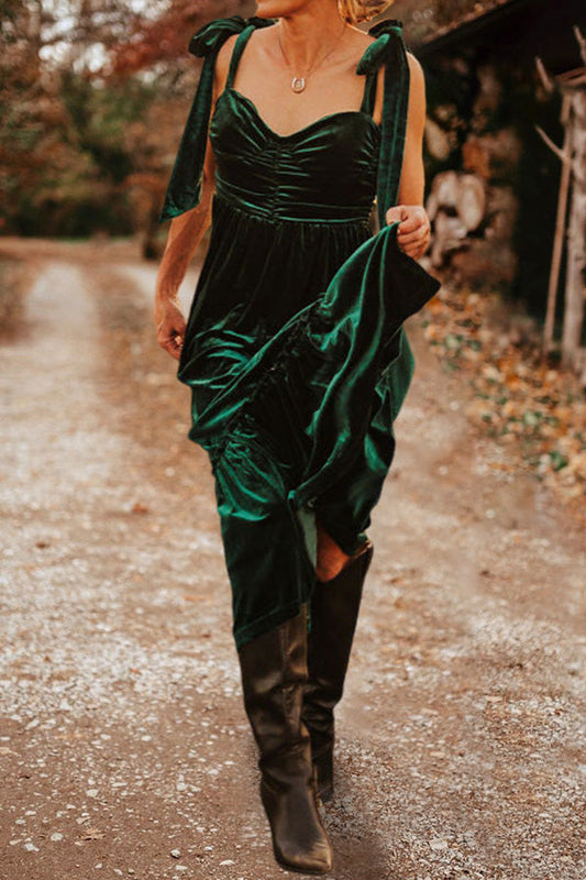 Vintage Ruffle Velvet Dress