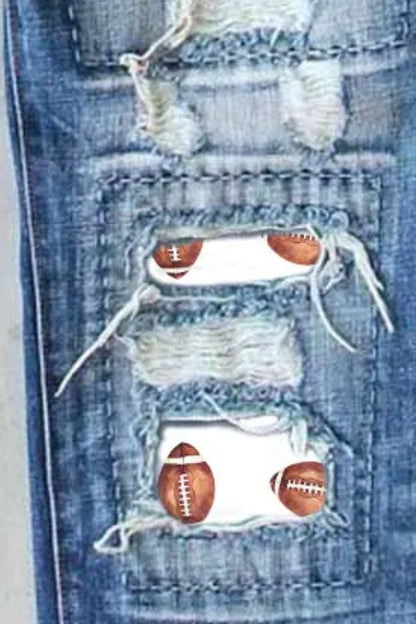 OMG Distressed Football Straight Jeans!