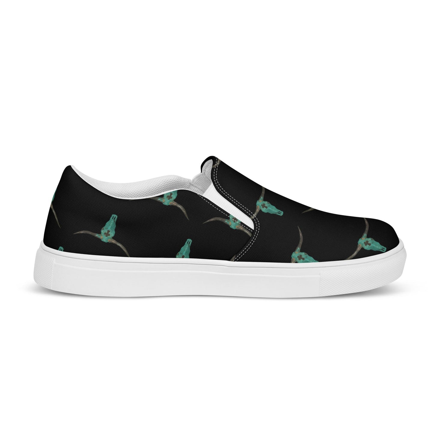 Turquoise Longhorn Women__ slip-on canvas shoes