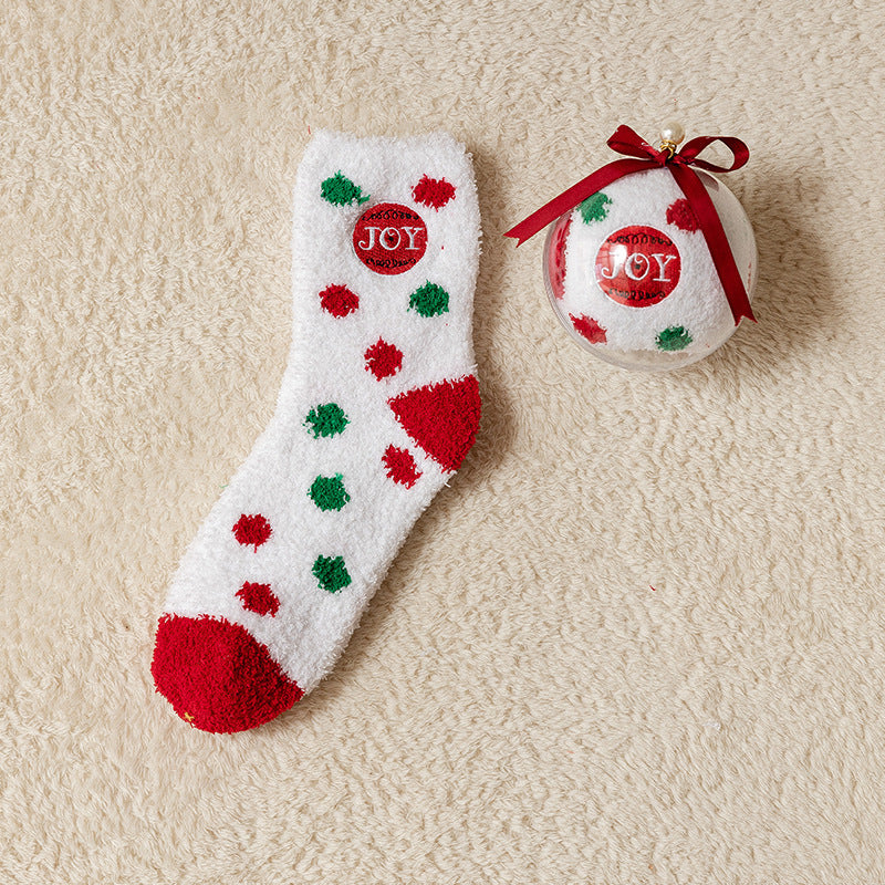 Christmas Multicoloured Polka Dots Fuzzy Socks