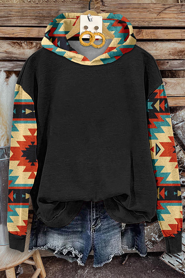 Native Southwestern Geometric Print Long Sleeve Sweatshirt