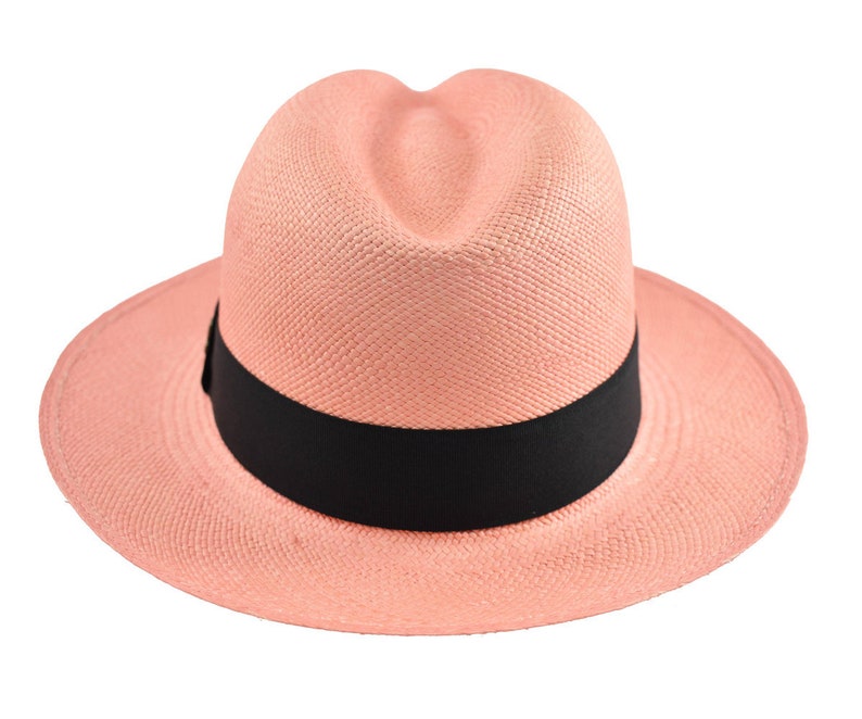 Pink Classic Fedora | Genuine Panama Hat | Toquilla Straw | Handwoven in Ecuador - EA - HatBox Included