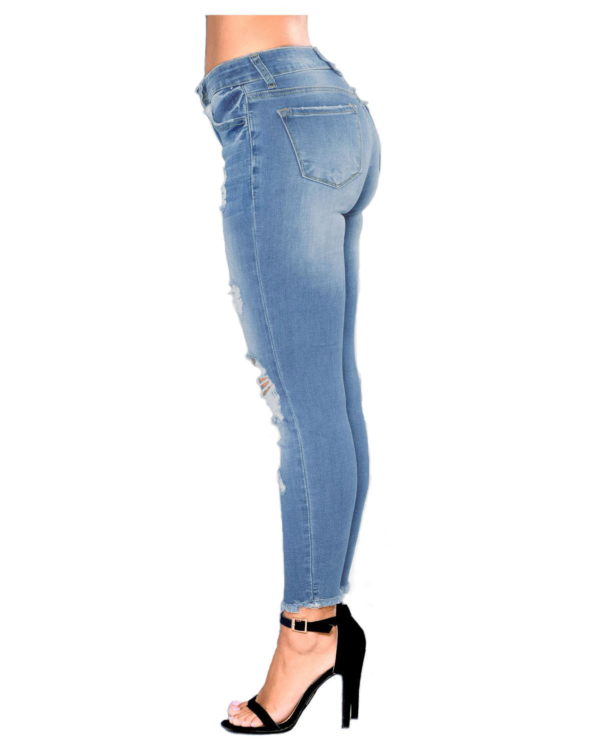 Women's Ripped Denim Cropped Pants